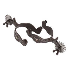 Western Engraved Spurs, 1 Pair Western Cowboy Boot Spurs, Carbon Steel Engraved Horse Spurs with Vintage Pattern, U Shaped Equestrian Spurs for Saddlery Equestrian Equipment