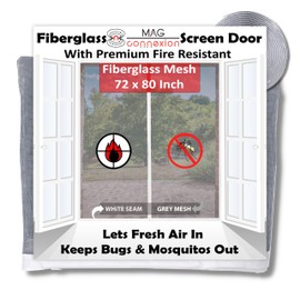 Magnetic Screen Door, Double Door Screen 72x80 inch White French Screen Door