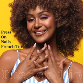 Fandamei FANDAMEI Press on Nails, 24 Colors 576PCS Press on Nails Almond, Matte Glossy Press on Nails Short Almond, Glitter Fake Nails, Press on Nails French Tip Natural, Press on Nails for Nail Art