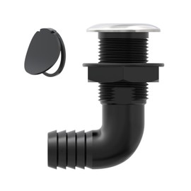 SEAFLO 1-1/4" 90° Angled Thru Hull Through-Hull Fitting with Built-in-Check Valve, AISI 316 Stainless Steel Capped for Marine, Boat, Yacht, RV(1-1/4", Stainless-Steel Capped, 1-Pack)