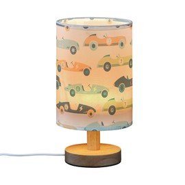 Vozoza Vintage Racing Cars LED Table Lamp with USB Port Night Light Bedroom Lamps for Nightstand Living Room Dorm Home Office Desk