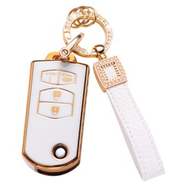 CACARLIKE for Mazda Key Fob Cover with Mazda Keychain, Car Key Fob Case Compatible with Mazda 3 6 8 Miata MX-5 CX-3 CX-5 CX-7 CX-9Smart Key Protector