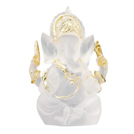 JOMA-E Shop Lord Ganesha Statues Hindu Elephant God Sculpture, Handmade White Resin Elephant God Figurines Indian Ganesha Idol Figurine Decoration Ornaments for Home Office Car Decor (White, Large)