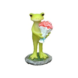 Gemmia Miniature Fairy Garden Frog Figurines- Smile Everyday Flower Frog