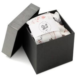 Ox and Bull Trading Co. Painted Floral Gray Necktie and Pocket Square Gift Set