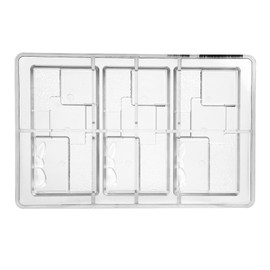 Greyas CM 3862 Louis Amado Clear Polycarbonate Chocolate Mold Candy Mould with 3 Mosaic-with-Half-Easter-Bunny Rectangular-Tablet Cavities, Each 70mm x 140mm x 13.6mm High