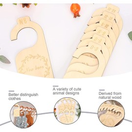 MEISO 7 Pcs Wooden Baby Closet Dividers, from New-born to 24 Months, Wood Baby Cloth Organizers Infant Wardrobe Dividers for Baby Boy & Girl Clothes Sorting, Nursery Decors (Wood color)
