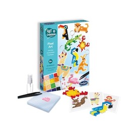 Sentosphère 3920030 Pixel Art Pendant Craft Kit, Animal Design, DIY Key Ring, Creative Set for Children from 5 Years