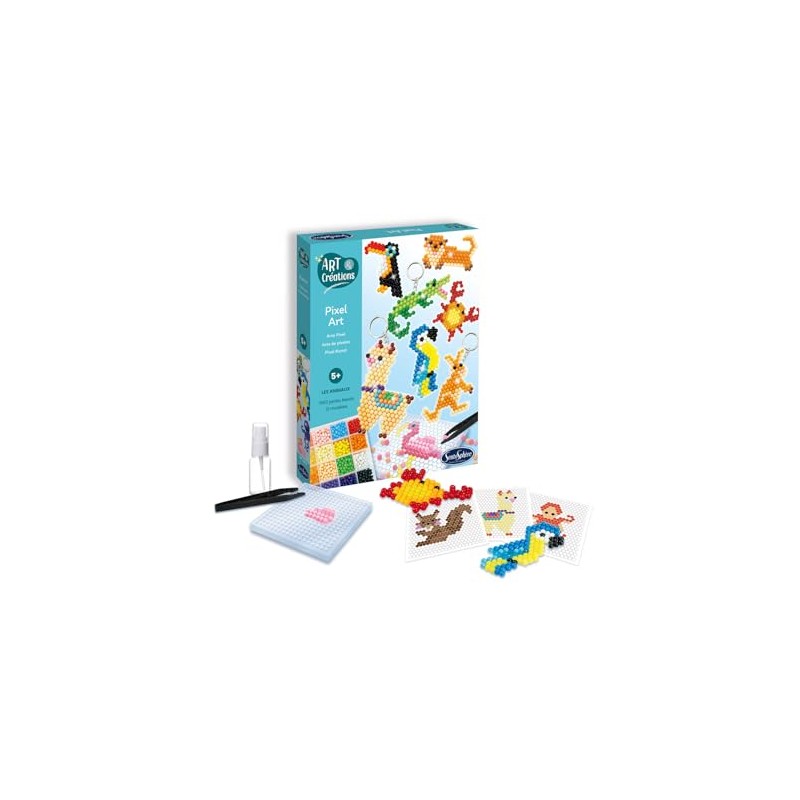 Sentosphère 3920030 Pixel Art Pendant Craft Kit, Animal Design, DIY