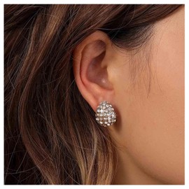 Allereya Vintage Teardrop Crystal Stud Earrings Rhinestone Waterdrop Earrings Gold Oval Cz Stud Earrings Sparkly Full Cz Rhinestone Earrings Jewelry for Women and Girls