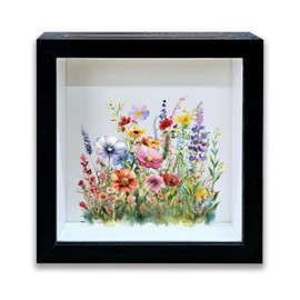 Shadow Box with Slots, Wildflowers Boxes Frame 8x8 Inches Decorations for Home Office, Keep Sake Box for Memories, Travel Fund Shadow Boxes Display Cases -01
