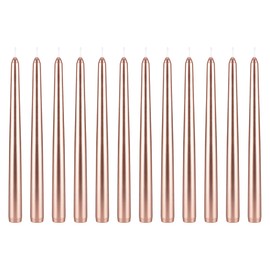 Mega Candles 12 pcs Unscented Rose Gold Taper Candle, Hand Poured Wax Candles 10 Inch x 7/8 Inch, Home Décor, Wedding Receptions, Baby Showers, Birthdays, Celebrations, Party Favors & More