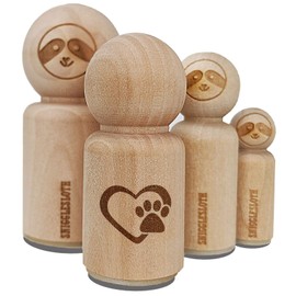 Heart with Paw Print Rubber Stamp for Stamping Crafting Planners - 3/4 Inch Small