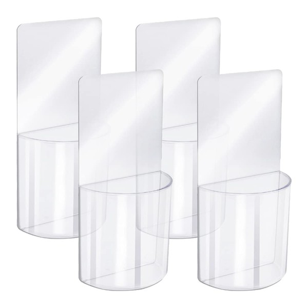 TIE-DailyNec Pack of 4 Wall Mount Organiser Storage Box, Transparent