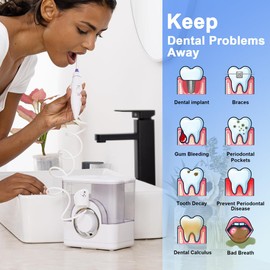 JUSDOO Professional Water Dental Flosser, Rechargeable and Cordless Teeth Cleaner, 950ML Large Oral Irrigator for Teeth, Gums and Braces, 16 Pressure Levels & Child Mode, with Nozzle Cleaning Case