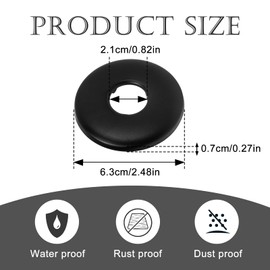 6 PCS Shower Arm Flange,2.5 Inches Shower Head Arm Stainless Steel Round Cover Plate Black Outer Diameter Replacement Escutcheon Plate (Black)