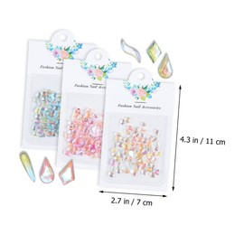 Housoutil 3bags Flatback Nail Gems Rhinestones for Nail Art Designs Random Styles