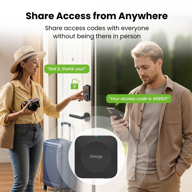 GHome Smart G2B WiFi Gateway for Bluetooth Smart Locks, Compatible