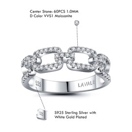 LAVALE Moissanite Wedding Band for Women,Twist Link D Color VVS1 Lab Created Diamond Rings,Half Eternity Stackable Band Ring,S925 Sterling Silver Chain Link Ring, 5.5, Metal, Moissanite