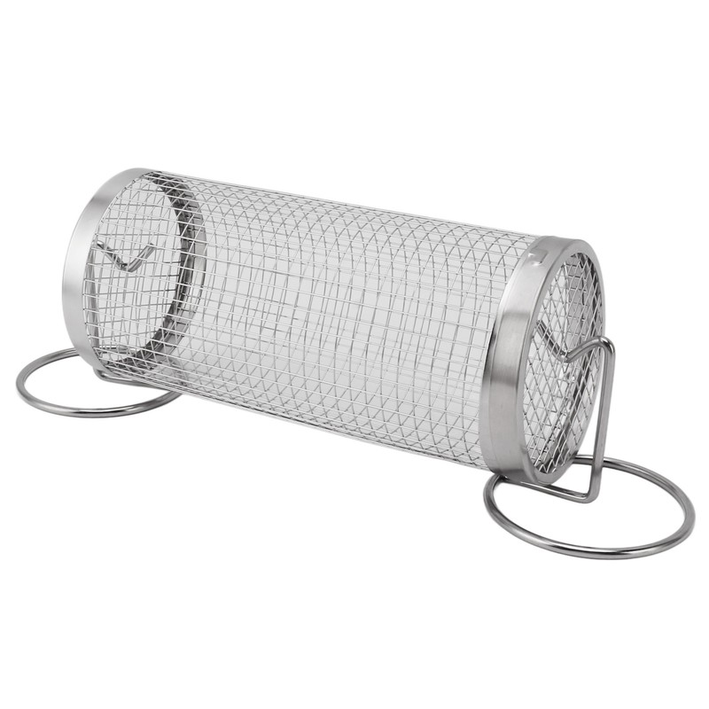 BBQ Net Tube Rolling Grilling Basket Stainless Steel Wire Mesh