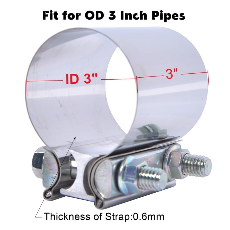 Elifecenter 3 inch Exhaust Lap Joint Butt Clamp, Stainless Steel