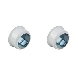 WARDROBE RAIL ROD END SUPPORTS BRACKETS SOCKET ROUND 19MM WHITE CONCEALED FIX x2