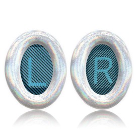 Professional Ear Pads for Bose QC35 ii QC25 QC2 QC15 Ae2 Ae2i Ae2w SoundTrue & SoundLink(Over-Ear), Memory Foam & Stylish Fabric, Durable Ear Cushions for Extra Soft, by Krone Kalpasmos-Shining White