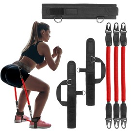 Vertical Jump Trainer Equipment Leg Bounce Trainer Device Speed and Agility Resistance Bands with Ankle Straps & Belt Leg Extension Machine for Boxing Basketball Football Tennis Fencing Training