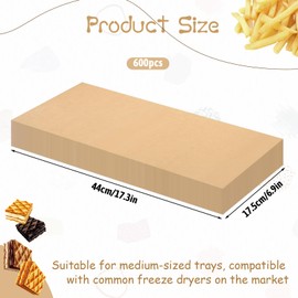 600Pcs Freeze Dryer Tray Mats, Non-Stick Freezer Paper Sheets for Medium Trays, One-Off Freeze Dryer Accessories, 17.3 x 6.9"