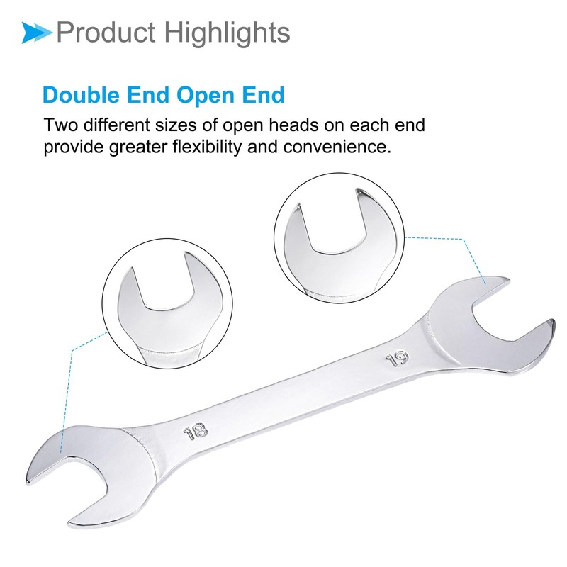 CoCud Thin Open End Wrench, Metric 18mm x 19mm, Double