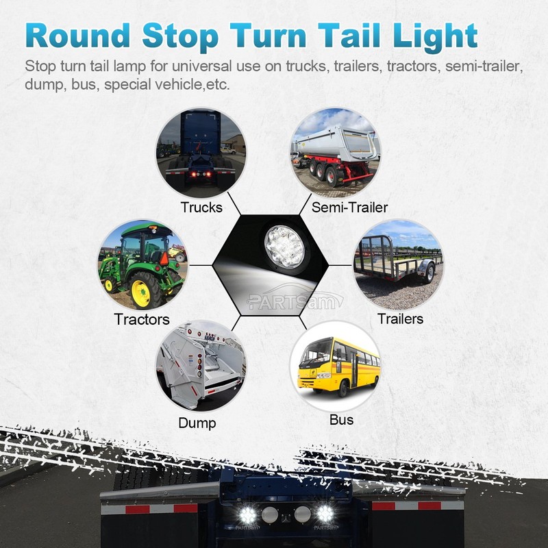 Partsam 2PCS 4" Waterproof Backup Reverse Light Flange Mount 12