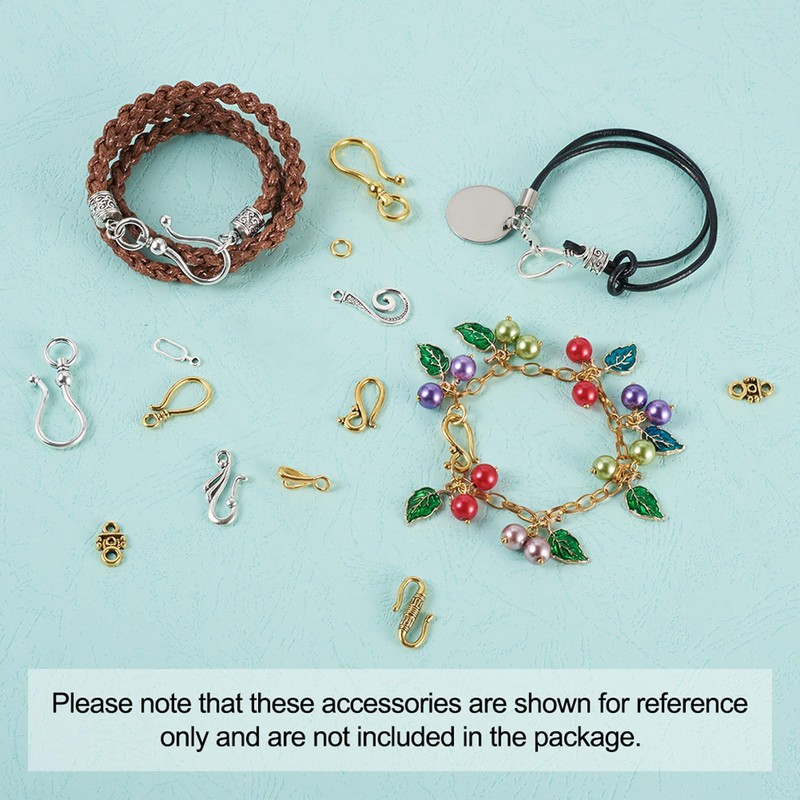 Beadthoven 60sets 8 Styles Tibetan S Hook Ring Toggle Clasps