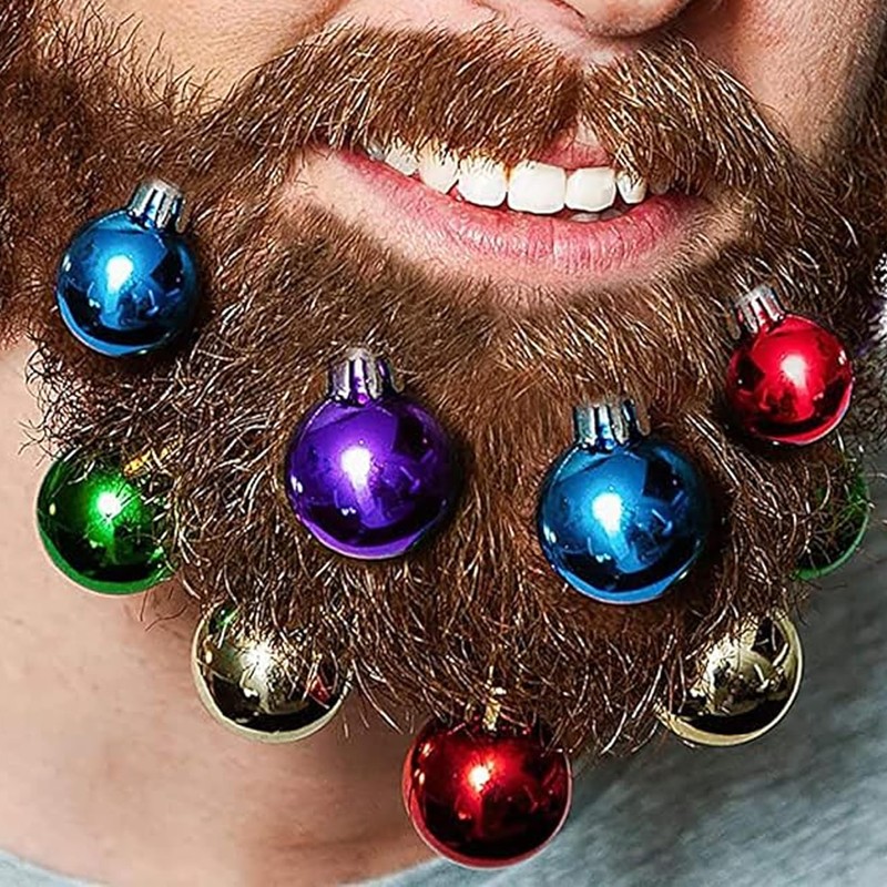 Widdle Gifts Novelty Christmas Beard Baubles Pack of 12 Assorted