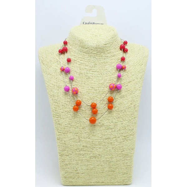 Croft & Barrow New Pink & Orange Bead Multi Strand