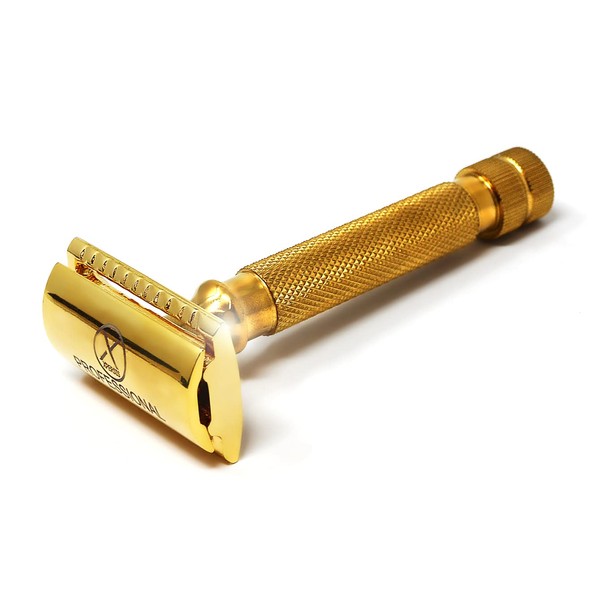 XPERSIS PRO Safety Razor For Men Double Edge Real Hand Crafted German Steel Gold
