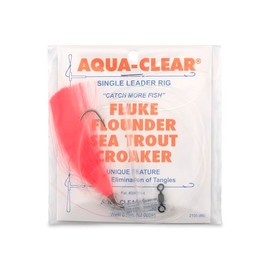 Aqua-Clear, Hair Teaser Rig, Flounder/Fluke/Sea Trout/Weakfish/Croaker, 3/0 XL Nickel Hook, AFW Swivel, 40 lb / 18.1 kg Grand Slam Mono, T-Standoff, Pink Hair