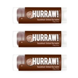 HURRAW Bálsamo Labial Con Color Avellana, Paquete De 3(Color Marrón Translúcido). Orgánico, Certificado Vegano, Sin Crueldad Animal Ni Gluten....     