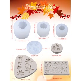 7 moldes de resina de Acción de Gracias de Halloween, calolar, calabaza, arce, moldes de silicona para fondant, 3D, calabaza y calabaza, para festivales, dulces, pasteles, cosecha de otoño, Acción de