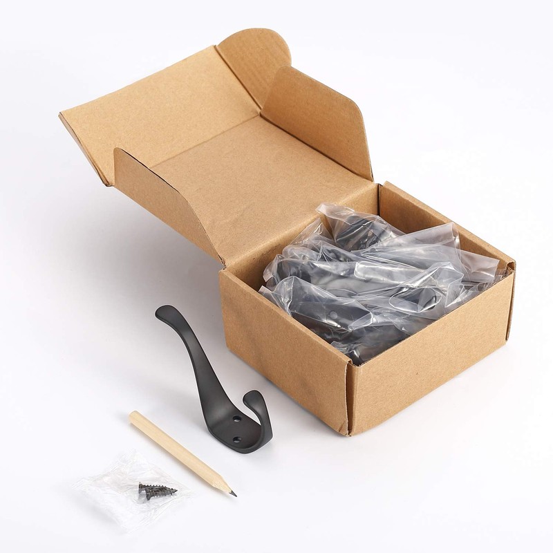 Wall Mounted Elegant Decorative Heavy Duty Double Coat Hooks,10 Pack