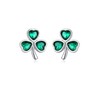 Reffeer Solid 925 Sterling Silver Green CZ Flower Stud Earrings