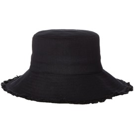 Physician Endorsed Women's Castaway Canvas Bucket Sun Hat with Fringe, Rated UPF 50+ for Max Sun Protection, Black, One Size