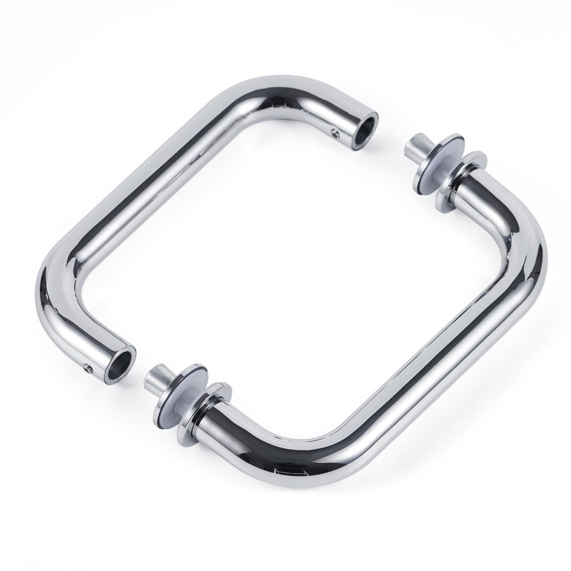 Ranbo C-Shaped 6" Tubular Back-to-Back Frameless Glass Shower Door Push