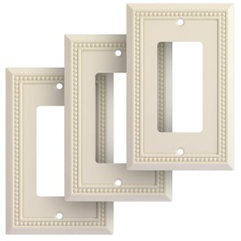 Harmon Designs Sunken Pearls Decorative Wall Plate Switch Plate Outlet Cover (Single Decorator, 3 Pack, Light Almond)