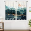 oolygoo Black Grey Misty Forest Small Kitchen Curtains Tree Mountain