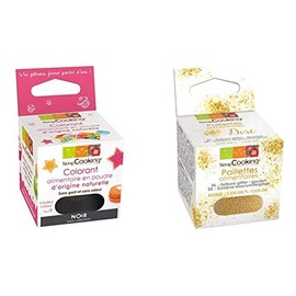 Natural Food Coloring Black + Edible Golden Glitter