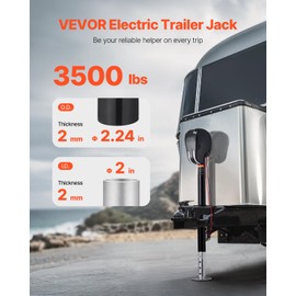 VEVOR VEVOR 3500 lbs Electric Trailer Jack, Heavy Duty RV Electric Power Tongue Jack with 2 Way Connector, Memory Function, Crank Handle & Weatherproof Jack Cover, 9.5"-26.3" Lift, for Trailers & Campers