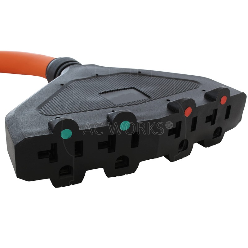 AC WORKS L14-30 30Amp 4-Prong Locking Generator Distribution Cord (1.5FT