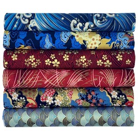 EDGEAM Pack of 6 Cotton Fabric Patchwork Fabrics Sewing Fabrics 40 x 50 cm Printed Cotton Fabric Package for Sewing for DIY Crafts (Colourful B)