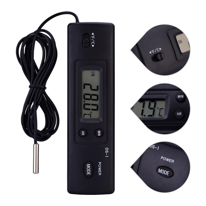 Digital Thermometer, Electronic LCD Temperature Humidity Meter Probe Sensor Wired