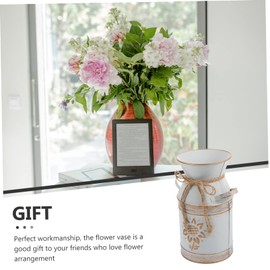 ORFOFE Creative Rustic Metal Flower Bucket Vase Handle for Home Decor for Dried Flowers Bouquets and Floral Arrangements Versatile Planter for Balcony Office Living Display